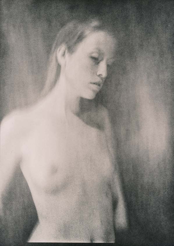 Nude figure in motion blur, lith print, second of a pair